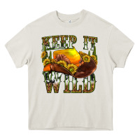 Cream keep it wild western Heavy Core Tee - texasbilliewilder