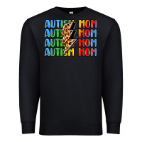 Black autism mom lightning bolt Premium Sweatshirt - LillyAllenDesigns