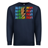 Navy autism mom lightning bolt Premium Sweatshirt - LillyAllenDesigns