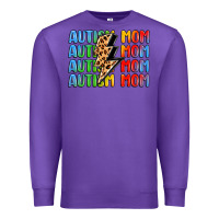 Purple autism mom lightning bolt Premium Sweatshirt - LillyAllenDesigns