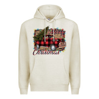 Oatmeal Heather Merry Christmas Truck Premium Hoodie - Bettercallsaul