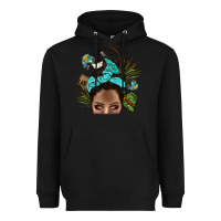 Black Lake Camping Afro Messy Bun Bbs Heavyweight Hoodie - BundleAndBundleShop