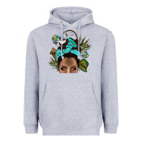 Heather Grey Lake Camping Afro Messy Bun Bbs Heavyweight Hoodie - BundleAndBundleShop