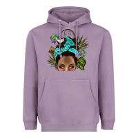 Lavender Lake Camping Afro Messy Bun Bbs Heavyweight Hoodie - BundleAndBundleShop
