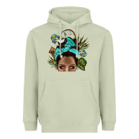 Matcha Lake Camping Afro Messy Bun Bbs Heavyweight Hoodie - BundleAndBundleShop