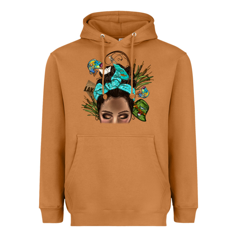 Lake Camping Afro Messy Bun Bbs Heavyweight Hoodie by BundleAndBundleShop | Teevron