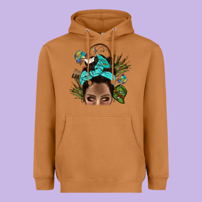 Lake Camping Afro Messy Bun Bbs Heavyweight Hoodie Designed By Bundleandbundleshop