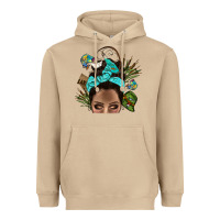 Mushroom Lake Camping Afro Messy Bun Bbs Heavyweight Hoodie - BundleAndBundleShop