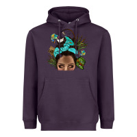 Plum Lake Camping Afro Messy Bun Bbs Heavyweight Hoodie - BundleAndBundleShop