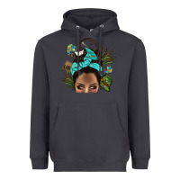Smoke Lake Camping Afro Messy Bun Bbs Heavyweight Hoodie - BundleAndBundleShop