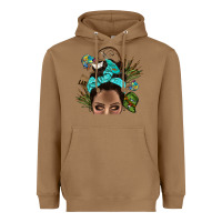 Toasted Coconut Lake Camping Afro Messy Bun Bbs Heavyweight Hoodie - BundleAndBundleShop