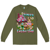 Army Green happy easter y'all rabbit Long Sleeve Tee - BarkalooDesign