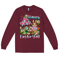 Burgundy happy easter y'all rabbit Long Sleeve Tee - BarkalooDesign