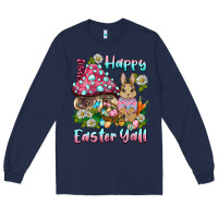 Navy happy easter y'all rabbit Long Sleeve Tee - BarkalooDesign