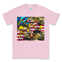 Bubblegum Pink excavator American flag Classic Tee - Artiststas