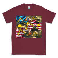 Burgundy excavator American flag Classic Tee - Artiststas