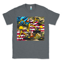 Charcoal Heather excavator American flag Classic Tee - Artiststas