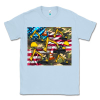 Dusty Blue excavator American flag Classic Tee - Artiststas
