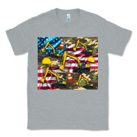Heather Grey excavator American flag Classic Tee - Artiststas