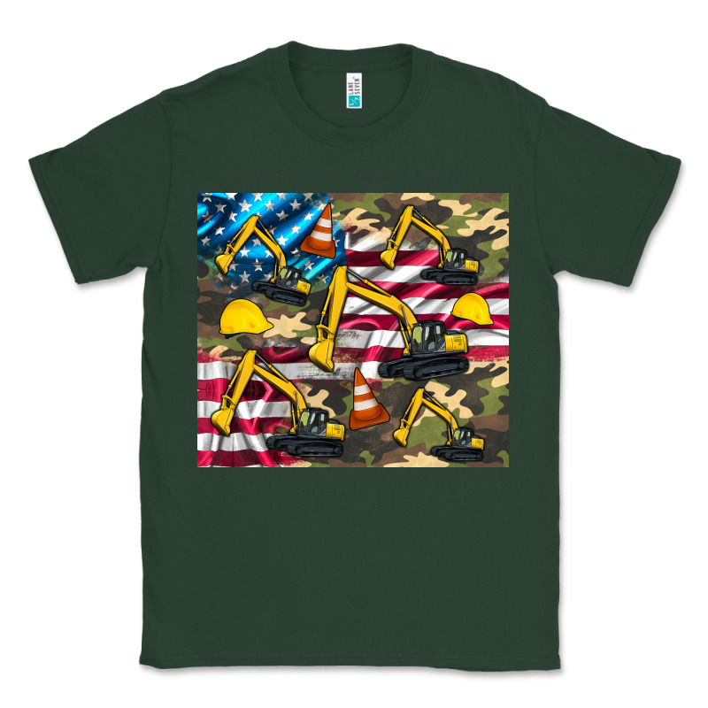 Excavator American Flag Classic Tee by Artiststas | Teevron