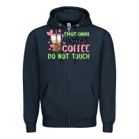 Navy emotional support coffee do not touch Zipper Hoodie - MaliasSmallBusiness
