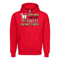 Red emotional support coffee do not touch Zipper Hoodie - MaliasSmallBusiness