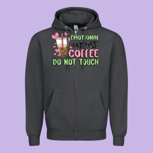 Emotional Support Coffee Do Not Touch Zipper Hoodie Designed By Maliassmallbusiness