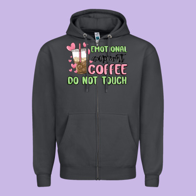 Emotional Support Coffee Do Not Touch Zipper Hoodie Designed By Maliassmallbusiness
