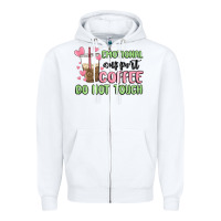 White emotional support coffee do not touch Zipper Hoodie - MaliasSmallBusiness