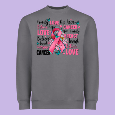 Breast Cancer Ribbons With Cancer Words Heavyweight Sweatshirt Designed By Adodesignshop