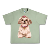 Oil Green Shih Tzu Dog Design Urban Heavy Tee - JahusDesignShop