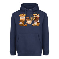 Navy Bakery Coffee Cups With Cookie Bbs Heavyweight Hoodie - BundleAndBundleShop