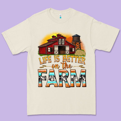 Premium Tee life is better on the farm with barn