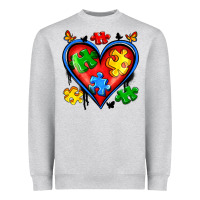 Heather Grey autism heart Heavyweight Sweatshirt - Artiststas