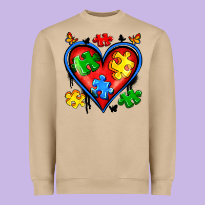 Autism Heart Heavyweight Sweatshirt Designed By Artiststas