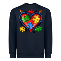 Navy autism heart Heavyweight Sweatshirt - Artiststas