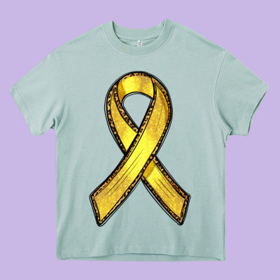 Heavy Core Tee Gold Cancer ribbon