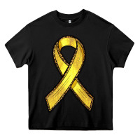 Black Gold Cancer ribbon Heavy Core Tee - RanaPortraitStore