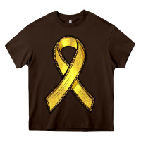 Chocolate Brown Gold Cancer ribbon Heavy Core Tee - RanaPortraitStore