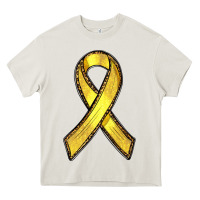 Cream Gold Cancer ribbon Heavy Core Tee - RanaPortraitStore