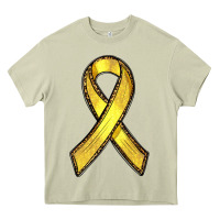 Mossy Gold Cancer ribbon Heavy Core Tee - RanaPortraitStore