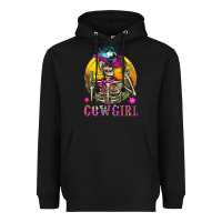 Black Cowgirl Skeleton With Landscape Heavyweight Hoodie - BundleAndBundleShop