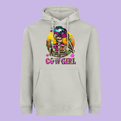Cowgirl Skeleton With Landscape Heavyweight Hoodie Designed By Bundleandbundleshop