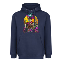 Navy Cowgirl Skeleton With Landscape Heavyweight Hoodie - BundleAndBundleShop