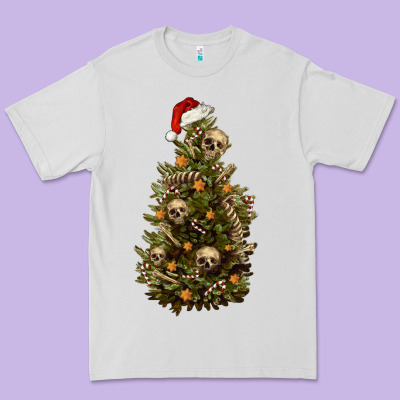 Premium Tee Skeleton merry christmas tree