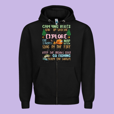 Camping Rules Zipper Hoodie Designed By Maliassmallbusiness