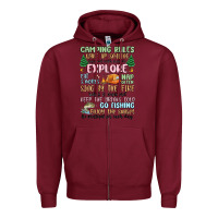 Burgundy camping rules Zipper Hoodie - MaliasSmallBusiness