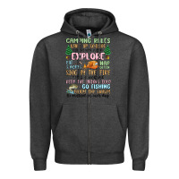Charcoal Heather camping rules Zipper Hoodie - MaliasSmallBusiness