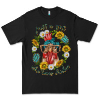Black just a girl who loves chicken with sunflowers and gemstone Premium Tee - texasbilliewilder