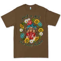 Cacao just a girl who loves chicken with sunflowers and gemstone Premium Tee - texasbilliewilder